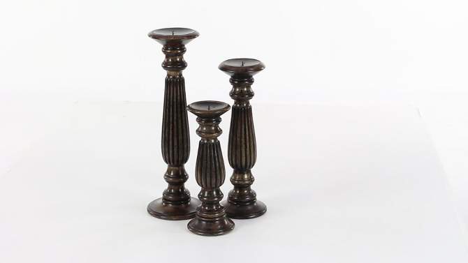 Traditional Candle Holder Set of 3 - Brown - Olivia &#38; May, 2 of 8, play video