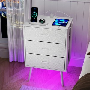 FONTOI 2 Pack Modern Nightstand with with Drawers&Open Storage Shelf, Bedside Tables for Bedroom, White, 11.81"*23.62"*15.75" - 1 of 4