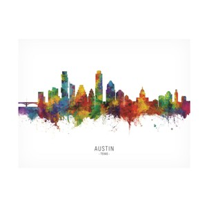 Trademark Fine Art Michael Tompsett 'Austin Texas Skyline Named' Canvas Art - 1 of 4