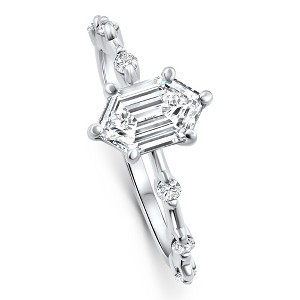 Pompeii3 Certified 1 1/3Ct Hexagon Diamond Jamie Engagement Ring 14k Gold Lab Created - 1 of 2