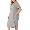 Agnes Orinda Women's Plus Size Cute Cat Print Short Sleeve with Pockets Nightgowns - 3 of 4