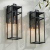 John Timberland San Lucas 18 3/4" High Modern Outdoor Wall Light Fixture Mount Porch House Set of 2 Weatherproof Sand Black Metal Clear Glass Shade - 2 of 4