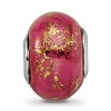 Black Bow Jewelry Dark Pink w/Gold Foil Ceramic & Sterling Silver Bead Charm, 14mm - 3 of 4
