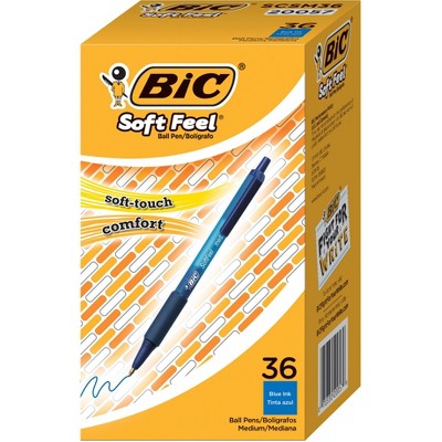 BIC SoftFeel Retractable Pen, 1.0 mm Medium Tip, Blue, pk of 36