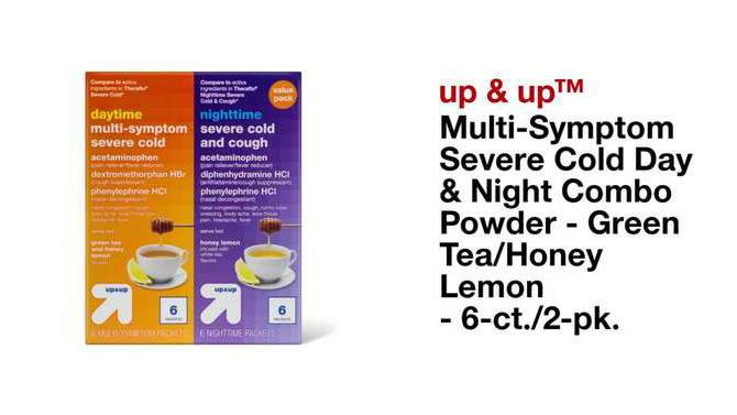 Multi-Symptom Severe Cold Day &#38; Night Combo Powder - Green Tea/Honey Lemon - 6ct/2pk - up &#38; up&#8482;, 2 of 5, play video