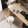 24"Set of 4 modern teddy fabric upholstered bar stools - Metal base high stool - Suitable for kitchen,Black+Golden - 2 of 4