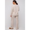 PinkBlush Beige Ribbed Soft Knit Long Sleeve Maternity Pajama Set - 4 of 4