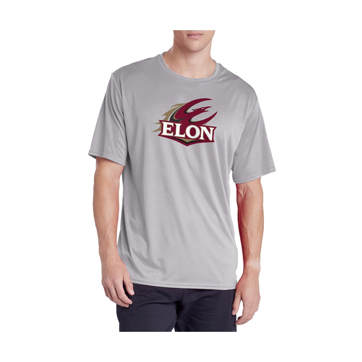 Men's Elon University Men's Sport Active T-Shirt Primary Collegiate Logo