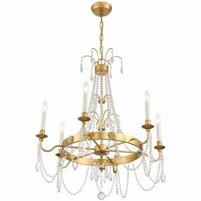 Maizey Antique Gold 6-Light Crystal Chandelier