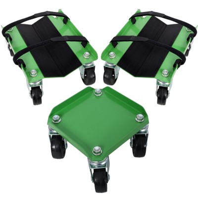 VisioGear 3PCS Snowmobile Dolly, Heavy Duty V-Slide with 2.5"Swivel Casters and Rubber Pad, Green, 7"*7"*4.37"