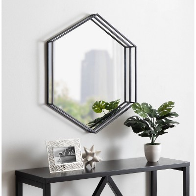 Elegant Hexagon Gold Metal Full-Length Mirror 30"x33"