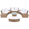 CAVINAS 10-Piece Patio Outdoor Seating Sets, Half Round Patio Rattan Sofa Set, PE Wicker Conversation Furniture Set for Free Combination, Light Gray - 3 of 4