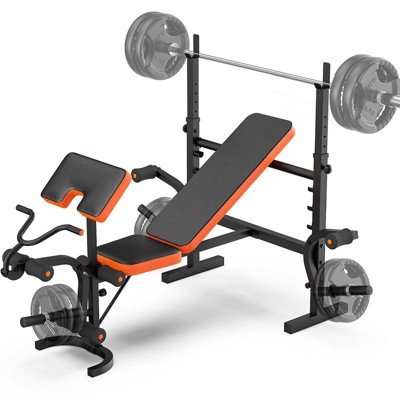 GIKPAL 6-in-1 Multi-Purpose Adjustable Weight Bench Workout Bench Set with Barbel Rack and Leg Developer for Home Gym Strength Training