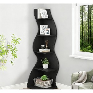 Gulches 5-Tier Corner Shelf, Modern Wall Corner Bookshelf Organizer Bookcase for Bedroom Display - 1 of 4