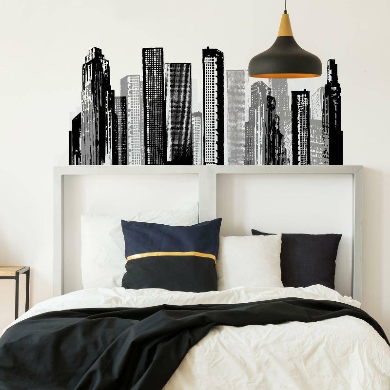 Cityscape Peel and Stick Giant Wall Decal Black - RoomMates, 4 of 8