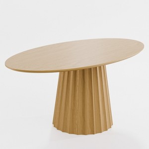 Lirago Brown Elliptical Dining Table 67x33.5x31 Inch Seats 6 with Tapered Pedestal Base - 1 of 4