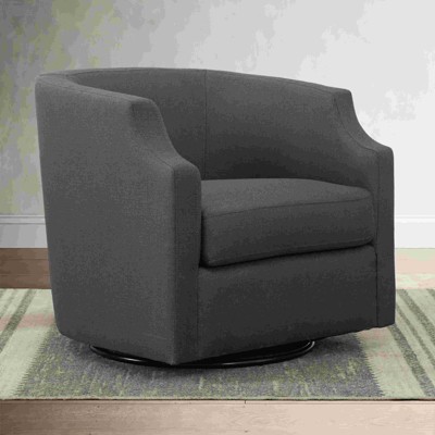 CAVINAS Linen Swivel Barrel Accent Chair with Curved Backrest,Cozy Upholstered Swivel Living Room Chair,Reading Chairs for Living Room