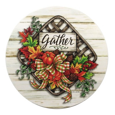 Home & Garden 12.0" Gather Basket Stepping Stone Autumn Leaves Custom Decor  -  Stepping Stones And Pathways