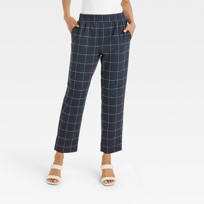 Women's High-Rise Slim Straight Fit Ankle Pull-On Pants - A New Day™ Navy