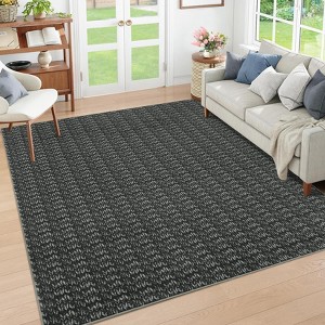 Washable Rugs Non-Slip ¨C Modern Braided Print Area Rug? Stain-Resistant Machine Washable Carpet | Contemporary Accent Rug with Non-Slip Backing - 1 of 4