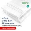 Ultra Soft Solid Pillowcases Set of 4 - Cozy & Breathable 4 Piece Pillow Covers - CGK Linens - 2 of 4