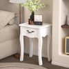 LIVAREEmlen White End Table, Living Room Floor-standing Storage Table with a Drawer, 4 Curved Legs - 2 of 4