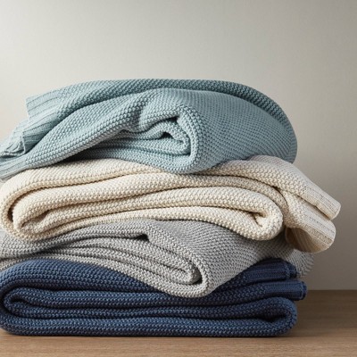 Full Size Light Blue Knitted Acrylic Blanket