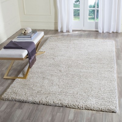 Luxurious Silver Shag 3'x5' Hand-Tufted Rectangular Rug