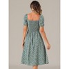 Allegra K Women's Sweetheart Neck Smocked Back Ruffled Hem Floral Dress - 3 of 4