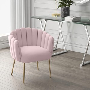 UNISOAR Modern Velvet Upholstered Feather Side Chair with Brushed Gold Leg - 1 of 4