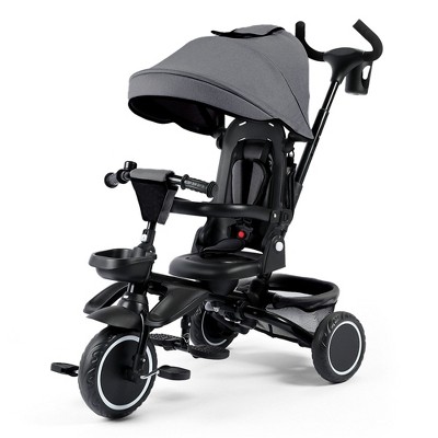 Kinder King 8 in 1 Kids Baby Stroller Tricycle Folding Toddler Trike w/Adjustable Push Handle