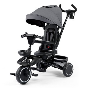 Kinder King 8 in 1 Kids Baby Stroller Tricycle Folding Toddler Trike w/Adjustable Push Handle - 1 of 4