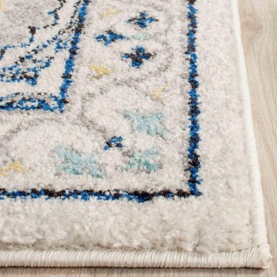 Ivory and Grey High Pile Synthetic Area Rug