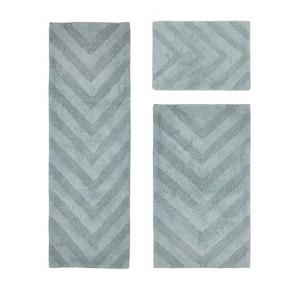 Hugo 3-Piece Bath Rug Set 100% Premium Cotton Tufted Chevron Pattern Bathmats for Bathroom, Super Soft Absorbent Machine Washable - 1 of 4