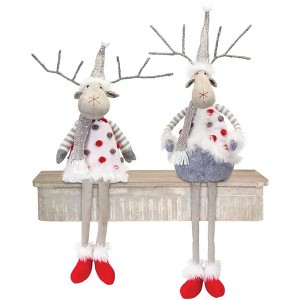 Melrose Plush Holiday Deer Shelf Sitter (Set of 2) - 1 of 1