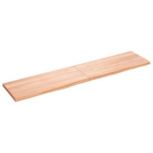 vidaXL - Light Brown Treated Solid Oak Wood Table Top, Versatile Use, Handcrafted with Live Edge - 1 of 4