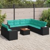 vidaXL 10 Piece Patio Sofa Set with Cushions - Black and Blue - 2 of 4
