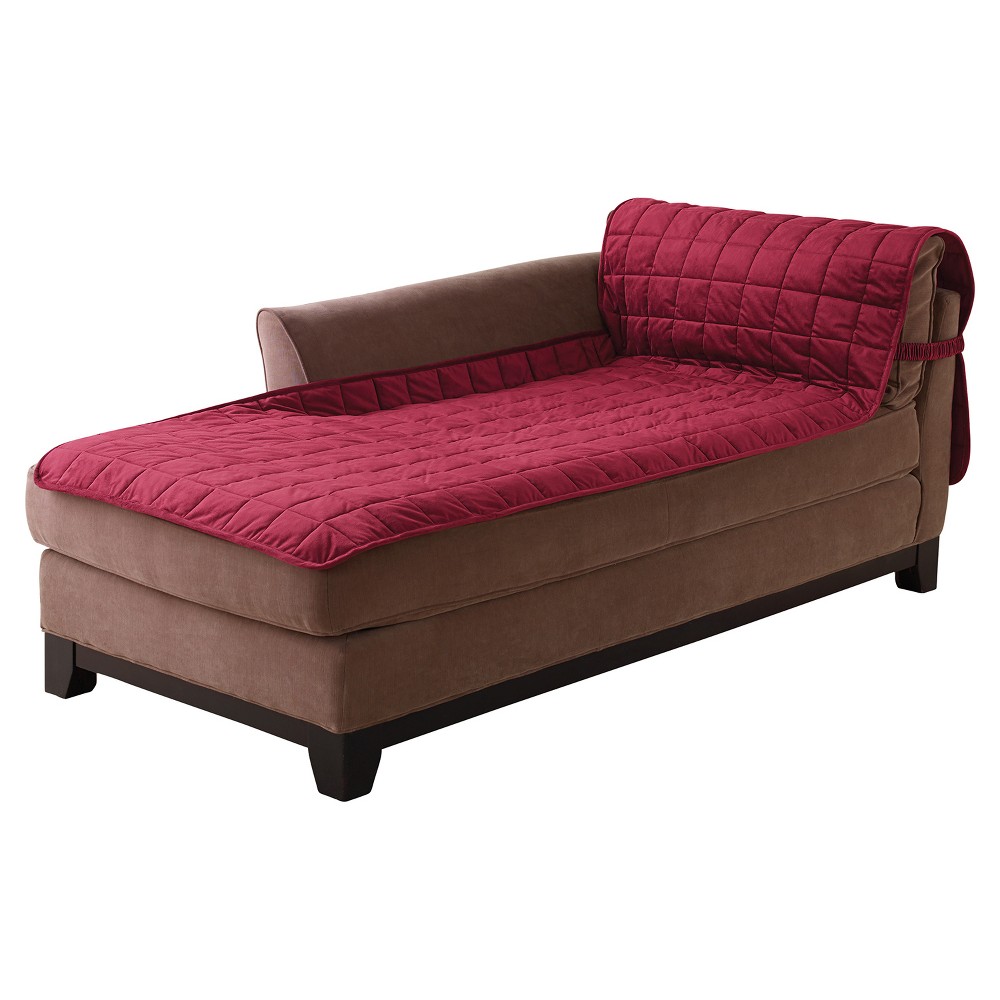 Photos - Furniture Cover Antimicrobial Quilted Armless Chaise Furniture Protector Burgundy - Sure F