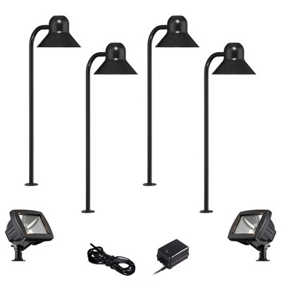 John Timberland Jayce Black 6-Piece LED Landscape Path and Flood Light Set