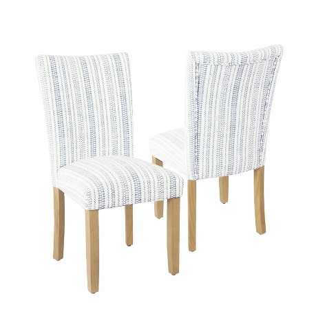 Set of 2 Parson Dining Chair Blue Farmhouse Stripe HomePop