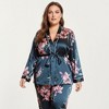 Anna-Kaci Lounge Women's PLus Size Satin Pajama Set with Wrap Front Tie Waist Top and Straight Leg Pants - 2 of 4