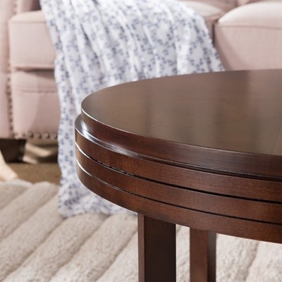 Chocolate Cherry Oval End Table with Lower Shelf