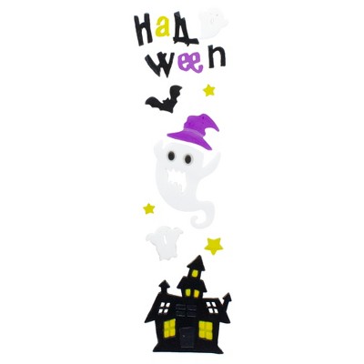 Northlight Purple and Black Haunted House Halloween Gel Window Clings