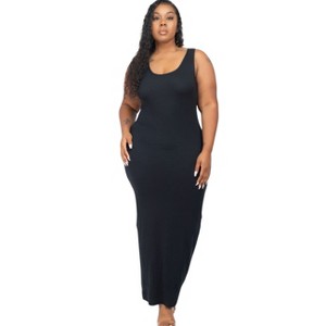 Slickblue Plus Size Solid Maxi Dress for Women, Sleeveless Stretch Jersey Knit, Casual Fit, 14 Colors Options, Size 1XL-3XL - 1 of 4