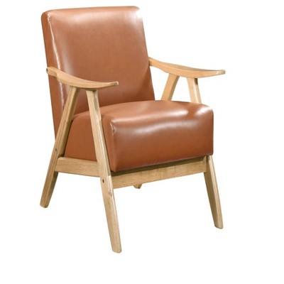 28.5"Matt Brown Faux Leather Upholstered 1pc Accent Chair