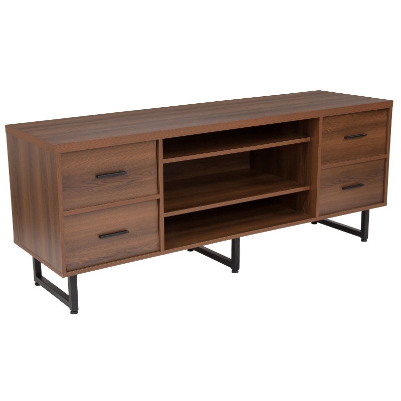 Flash Furniture Lincoln Collection TV Stand in Rustic Wood Grain Finish, 1 of 3