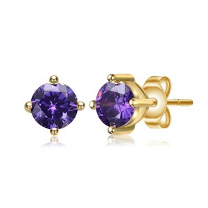 Guili Baby/Kids Sterling Silver Cubic Zirconia Earrings for a Sparkling Look - Colors: Red, Purple, Clear, Blue, Green, White, Yellow. - 1 of 3