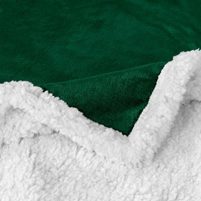 Emerald Green Reversible Fleece and Sherpa Throw Blanket