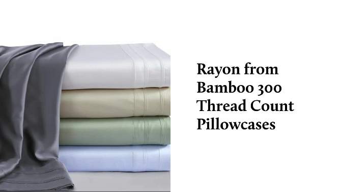 Rayon from Bamboo Solid Pillowcase Pair (King) Ivory 300 Thread Count - Tribeca Living, 2 of 5, play video