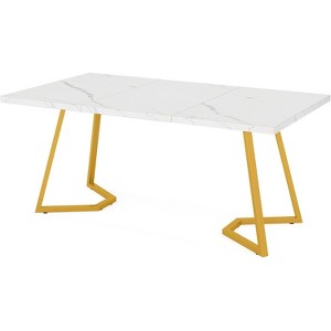 Gulches 55" Computer Desk, Faux Marble Study Desk Office Table - 1 of 4